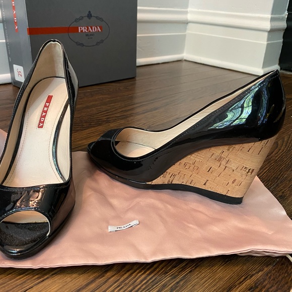 Prada Patent Leather and Cork Espadrilles - Picture 3 of 6